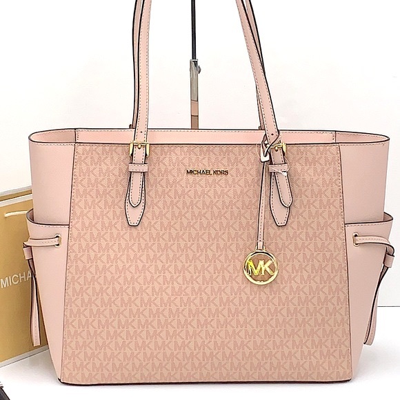 MICHAEL KORS GILLY LARGE DRAWSTRING TRAVEL TOTE BALLET SIGNATURE COLOR - Picture 2 of 16